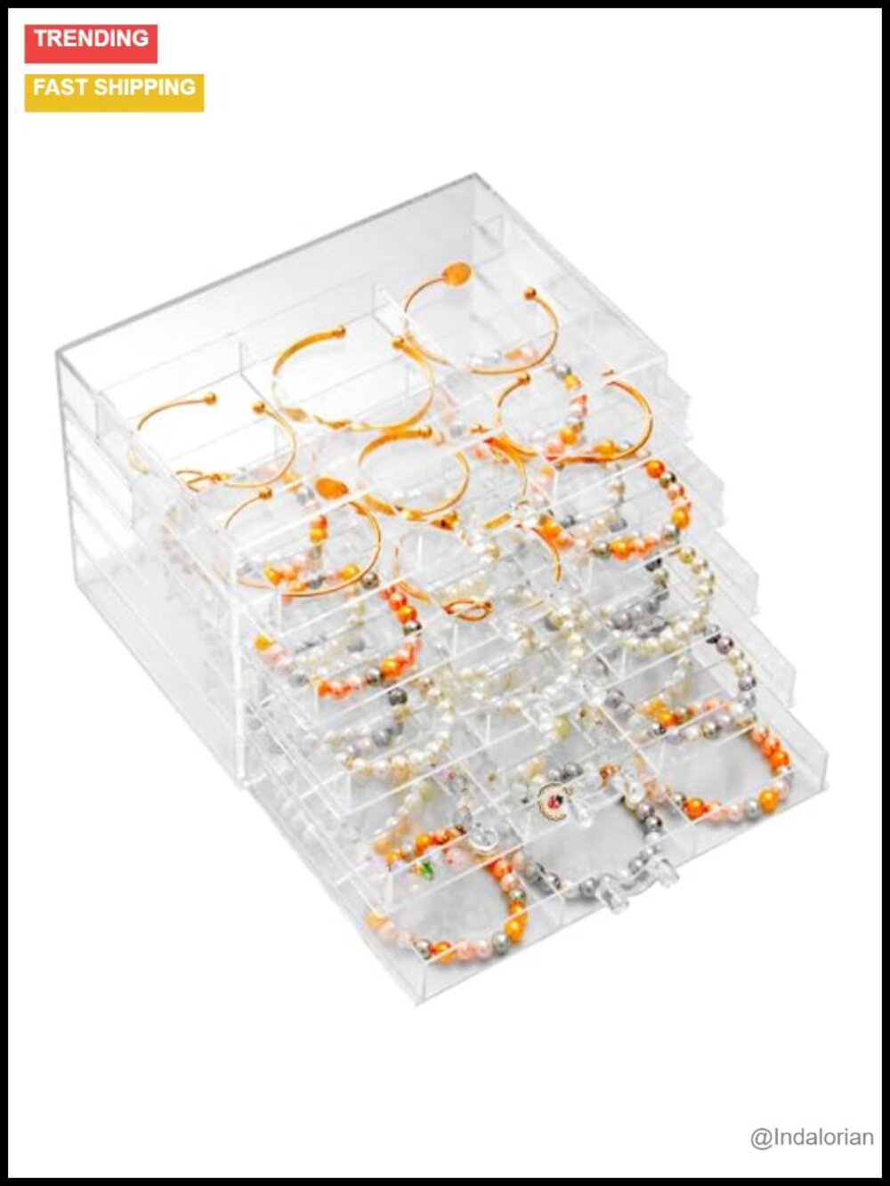 Acrylic Earring Organizer Box 30 Compartments Jewelry Storage